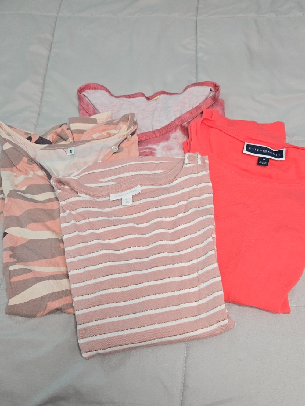 Various Tees In Pinks and Coral.